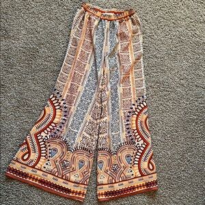 Flying Tomato Multicolor Patterned Wide-Leg Pants